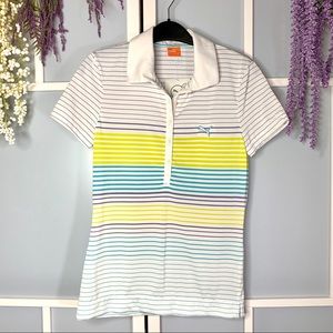 Puma white blue and orange polo or golf shirt
